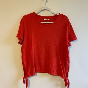 Red/Orange Madewell Shirt with ties on the side